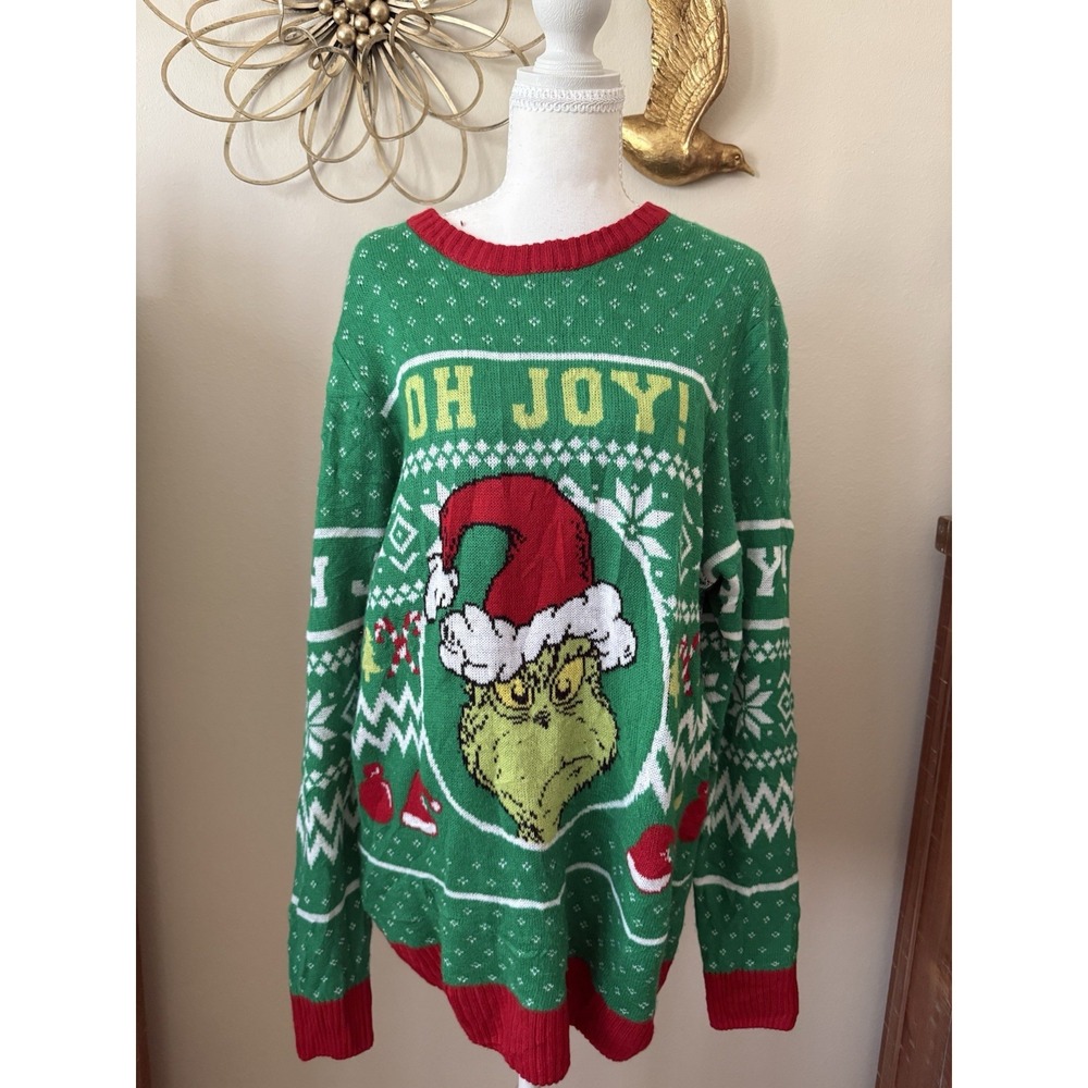 The Grinch Ugly Christmas Sweater XL Oh Joy Green Dr Seuss Santa Holiday Knit